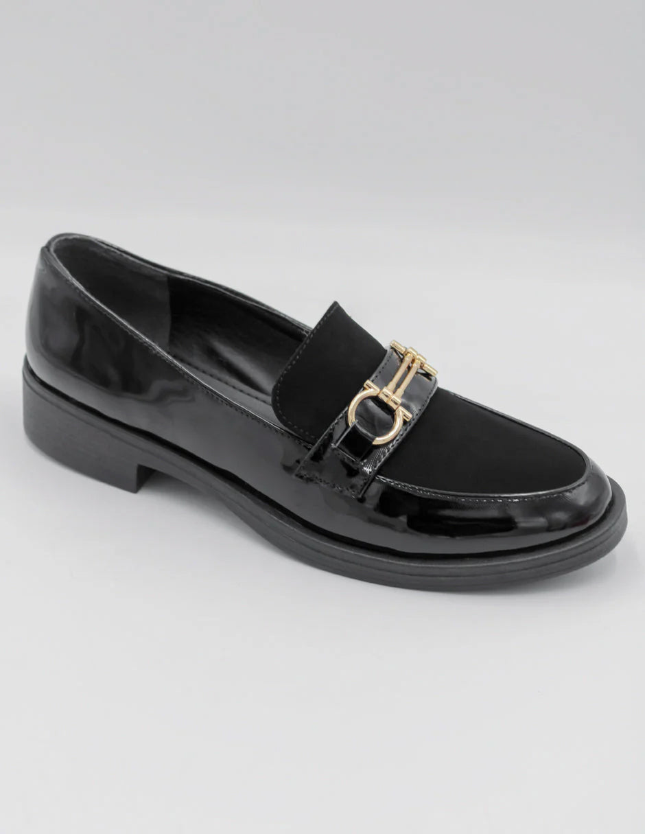 Mocasines Confort  en Charol – Negro