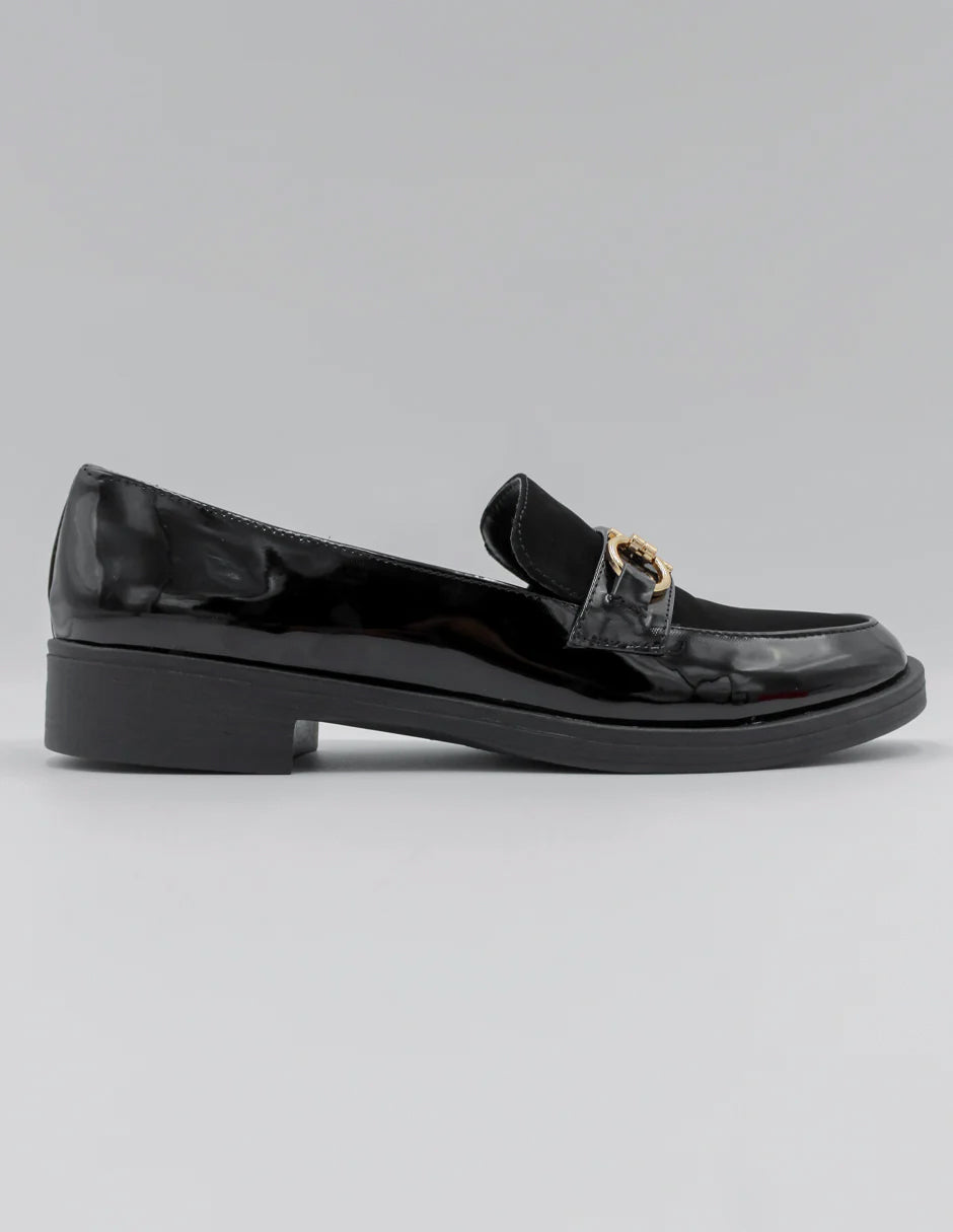 Mocasines Confort  en Charol – Negro