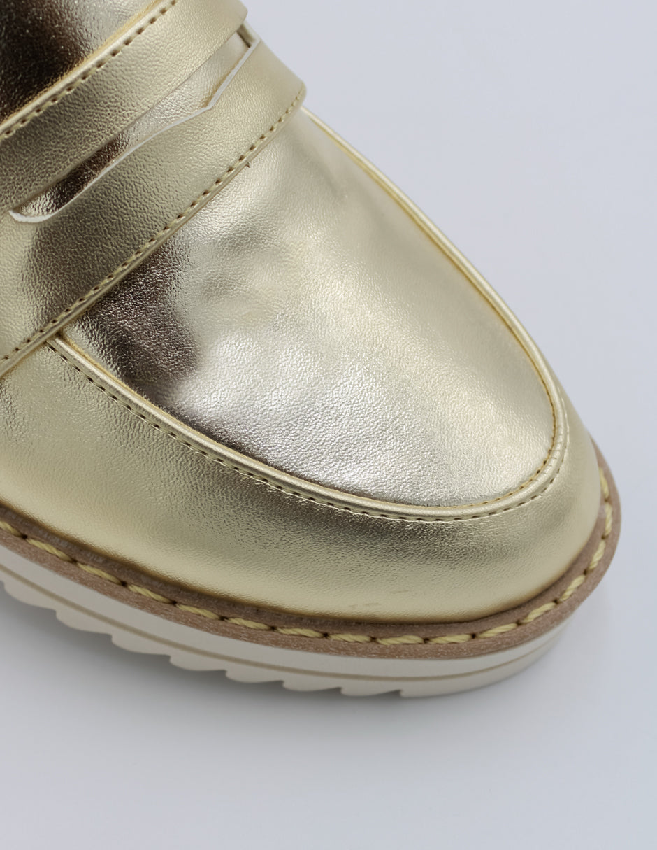 Mocasines Prim en Piel vegana Color Dorado