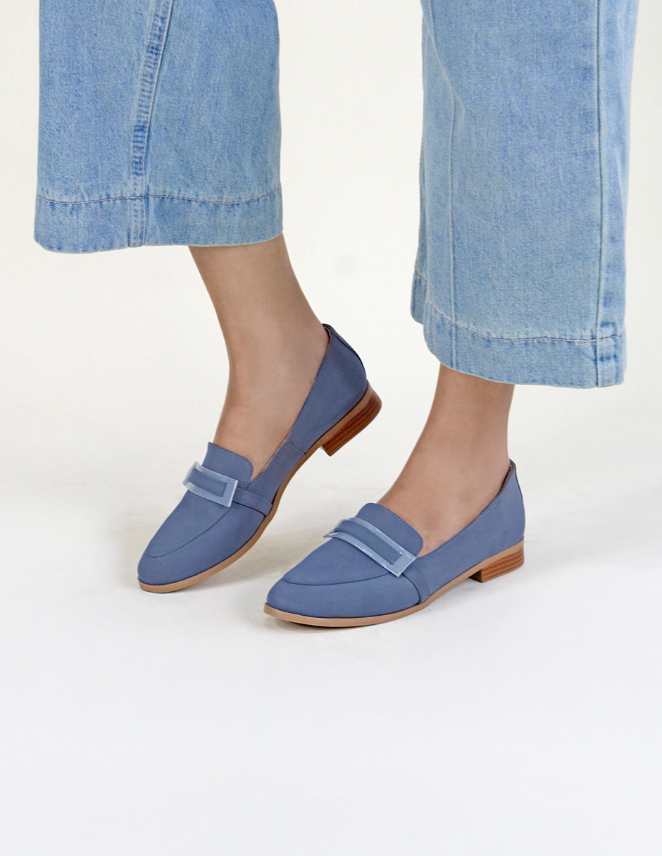 Mocasines Tender en Piel de durazno – Azul