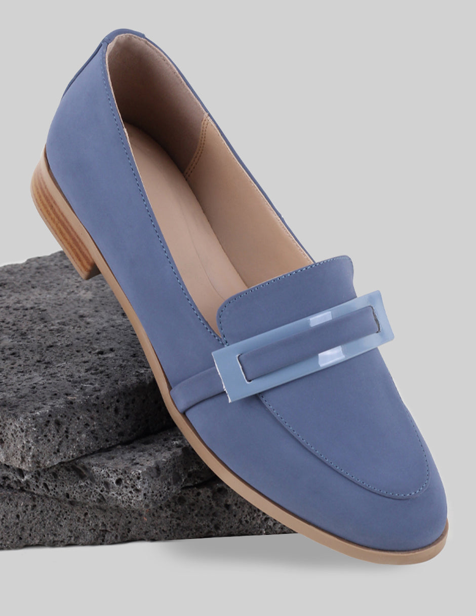 Mocasines Tender en Piel de durazno – Azul