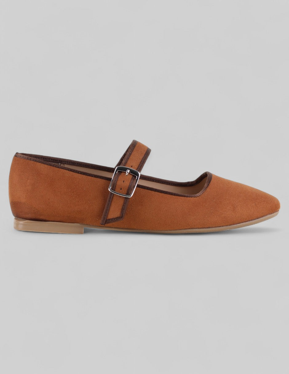 Mary jane Exterior Gamuza Color Café Para Mujer De RBCOLLECTION