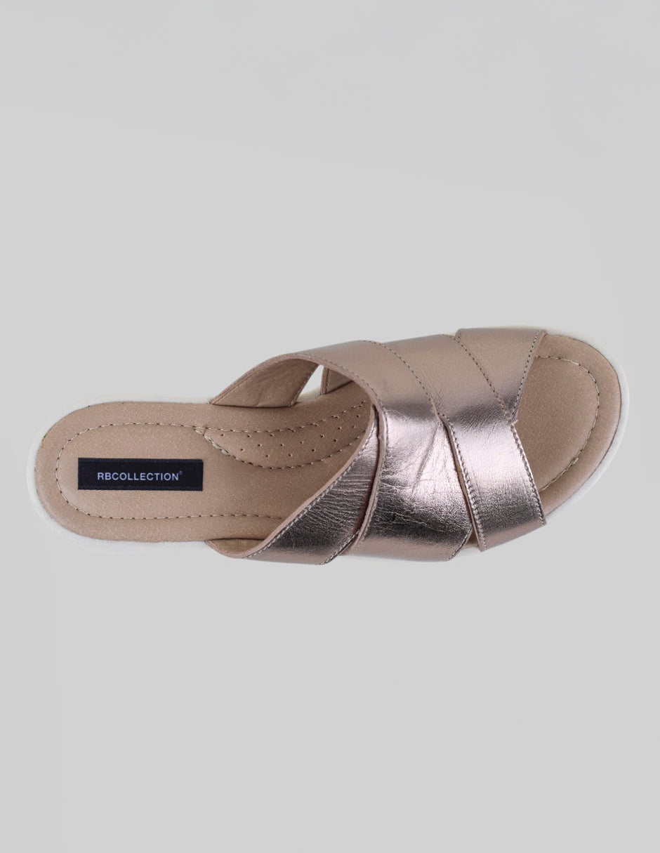 Sandalias con plataforma Comfort en Piel – Dorado