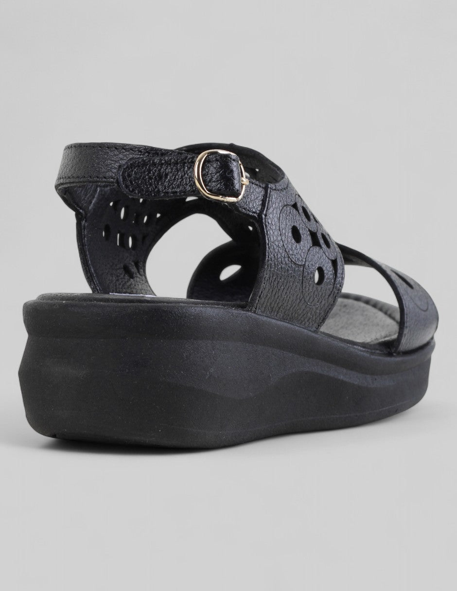 Sandalias con plataforma Comfort en Piel – Negro