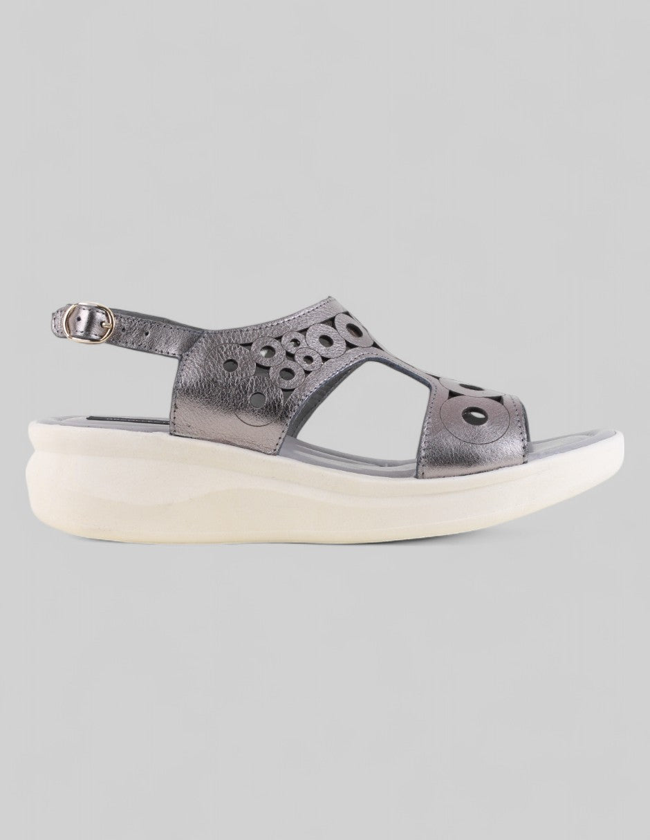 Sandalias con plataforma Comfort en Piel – Plata