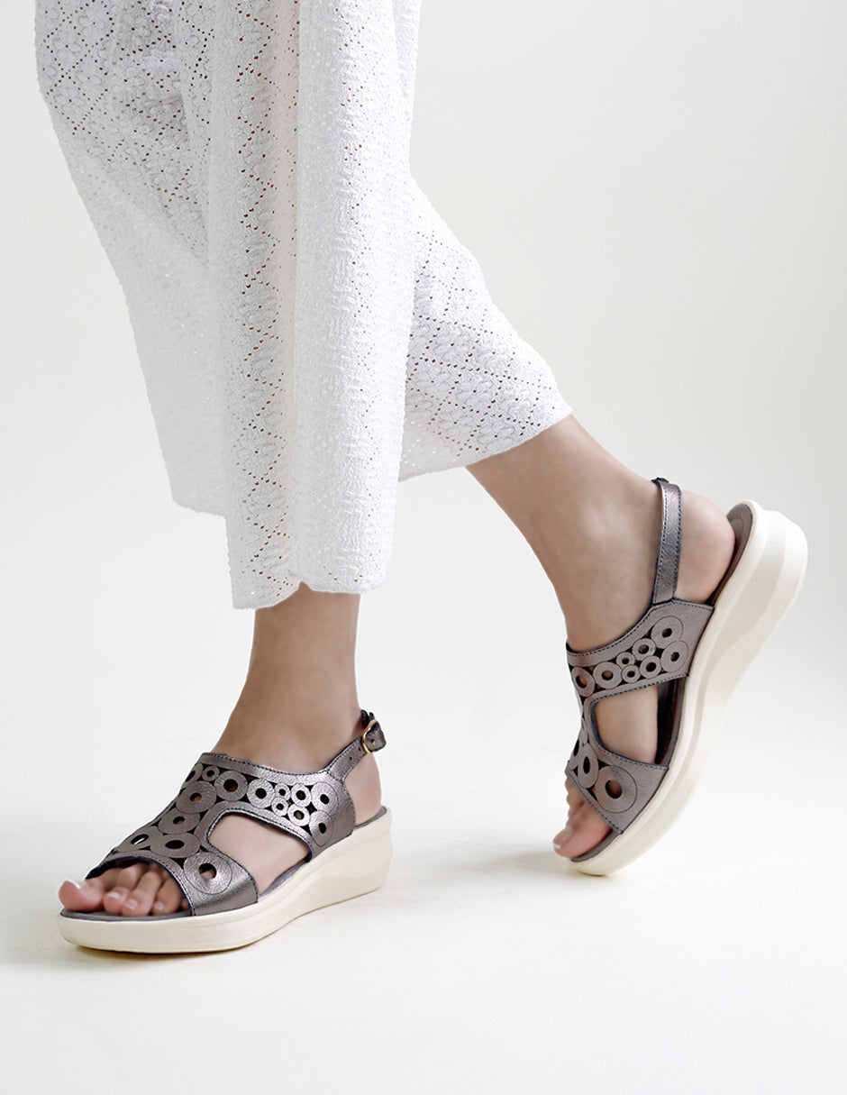 Sandalias con plataforma Comfort en Piel – Plata