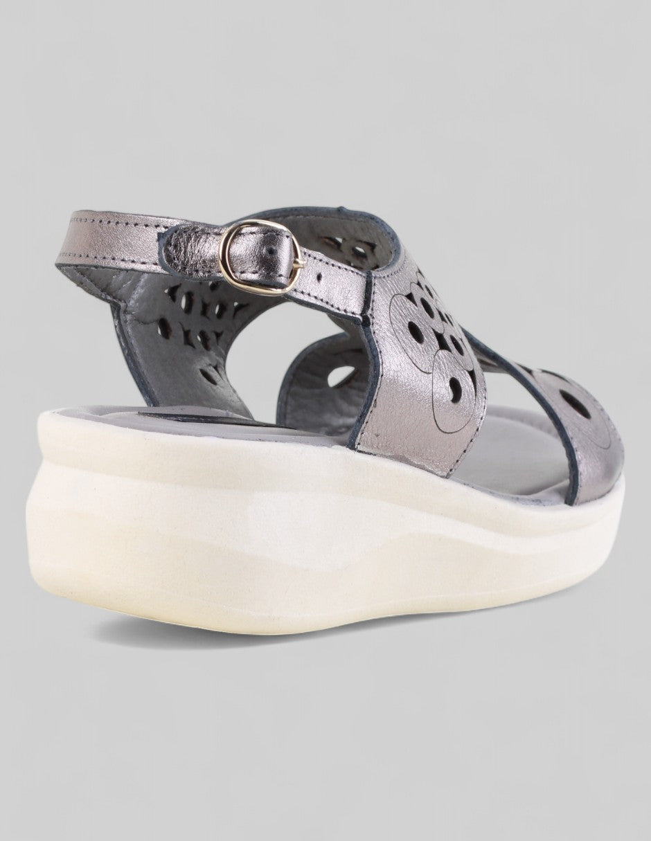 Sandalias con plataforma Comfort en Piel – Plata