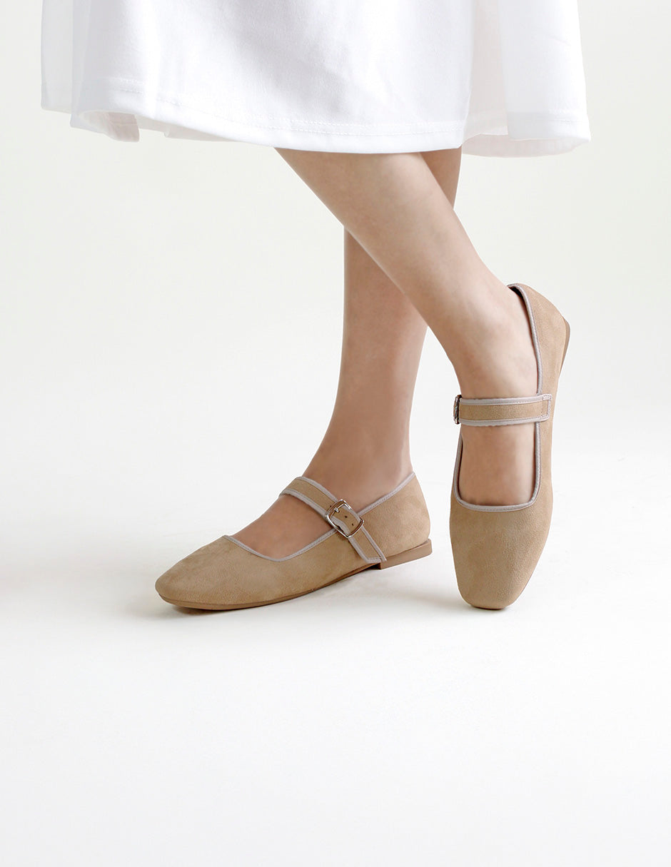 Mary jane Tender en Gamuza – Beige