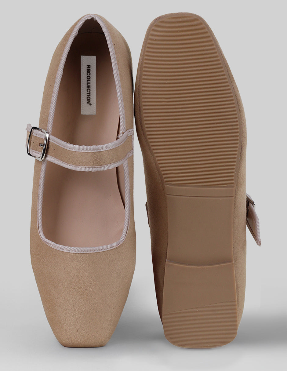 Mary jane Tender en Gamuza – Beige