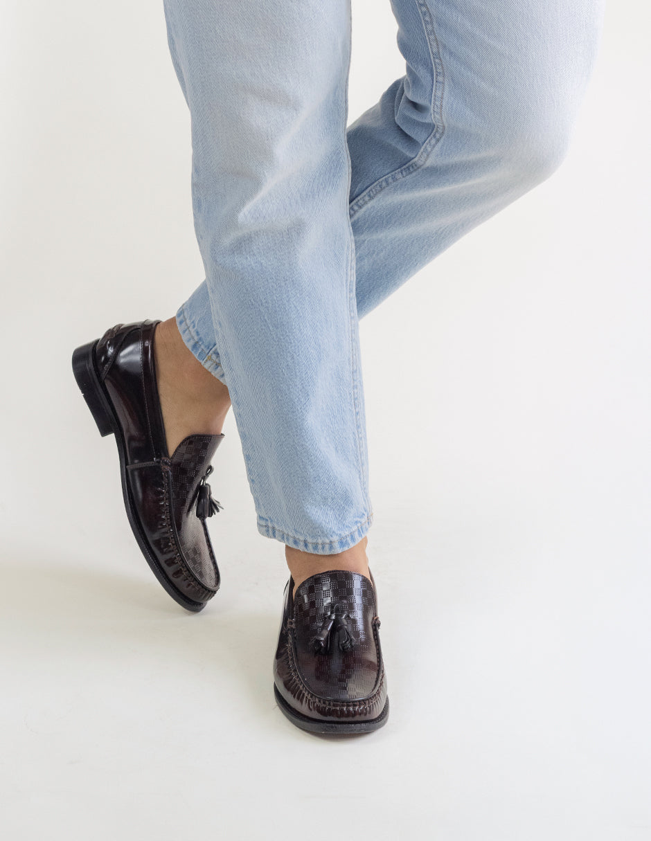 Mocasines Signature Line en Piel – Vino