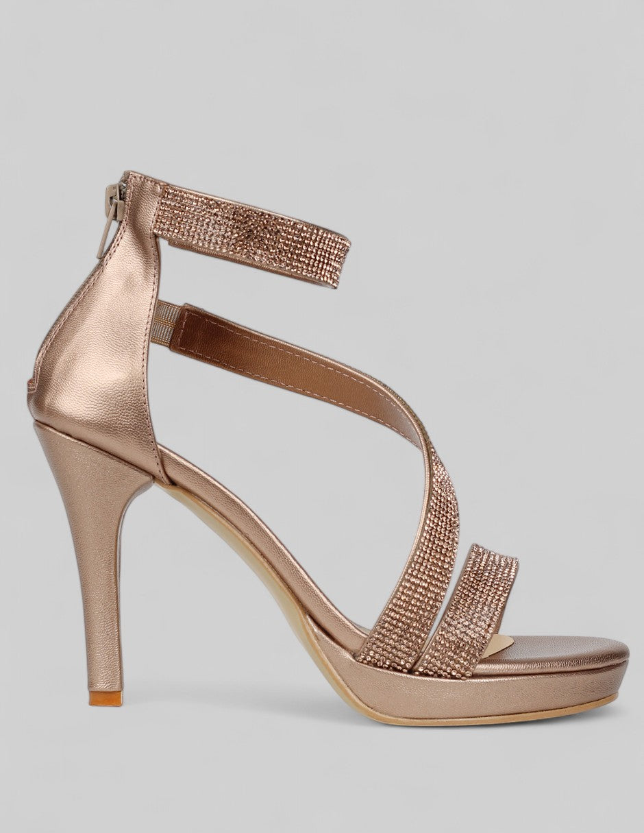 Sandalia con tacón Gala en Mujer – Dorado