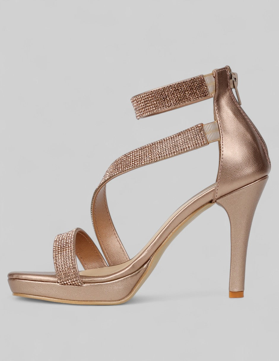 Sandalia con tacón Gala en Mujer – Dorado