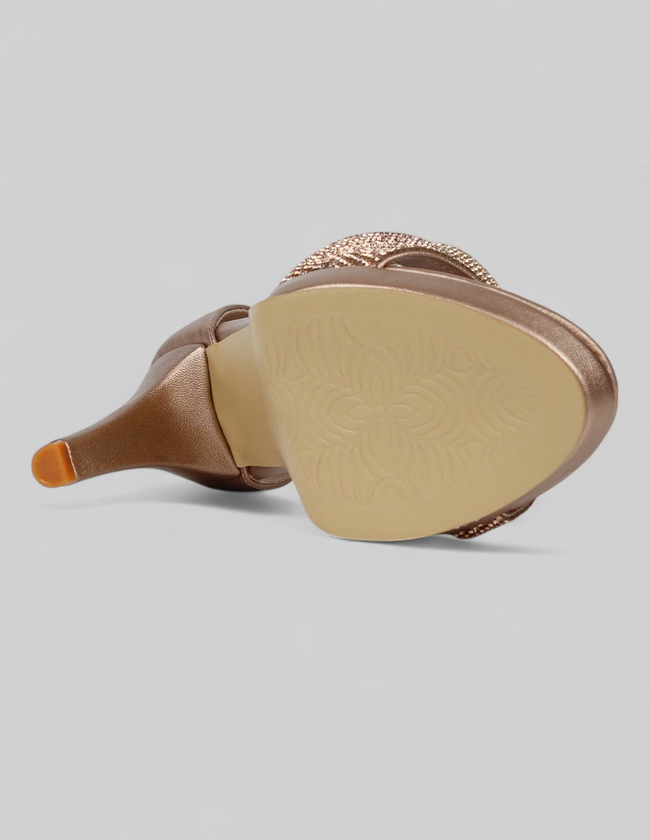 Sandalia con tacón Gala en Mujer – Dorado