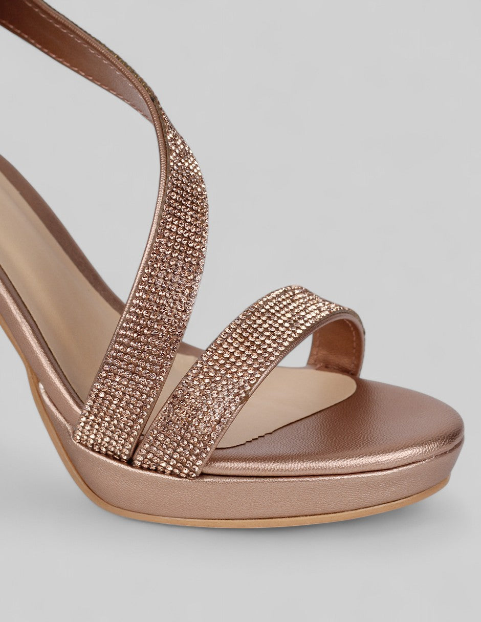 Sandalia con tacón Gala en Mujer – Dorado