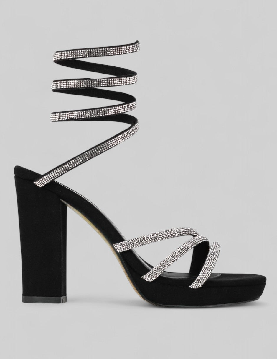 Sandalia con tacón Glam en Mujer – Negro
