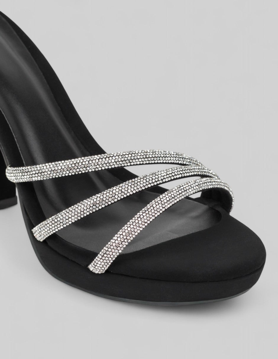 Sandalia con tacón Glam en Mujer – Negro