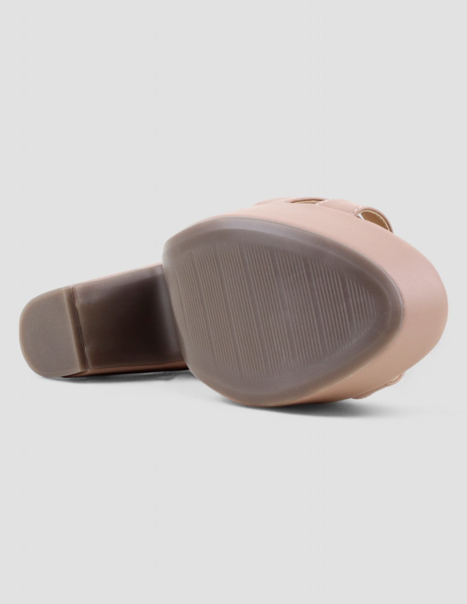 Sandalia con tacón Danira en Piel vegana – Beige