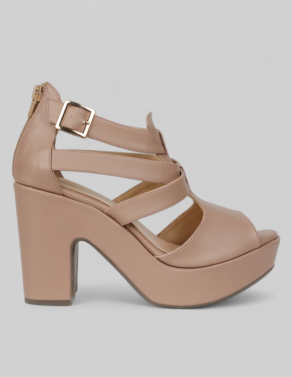 Sandalia con tacón Classy en Mujer – Beige