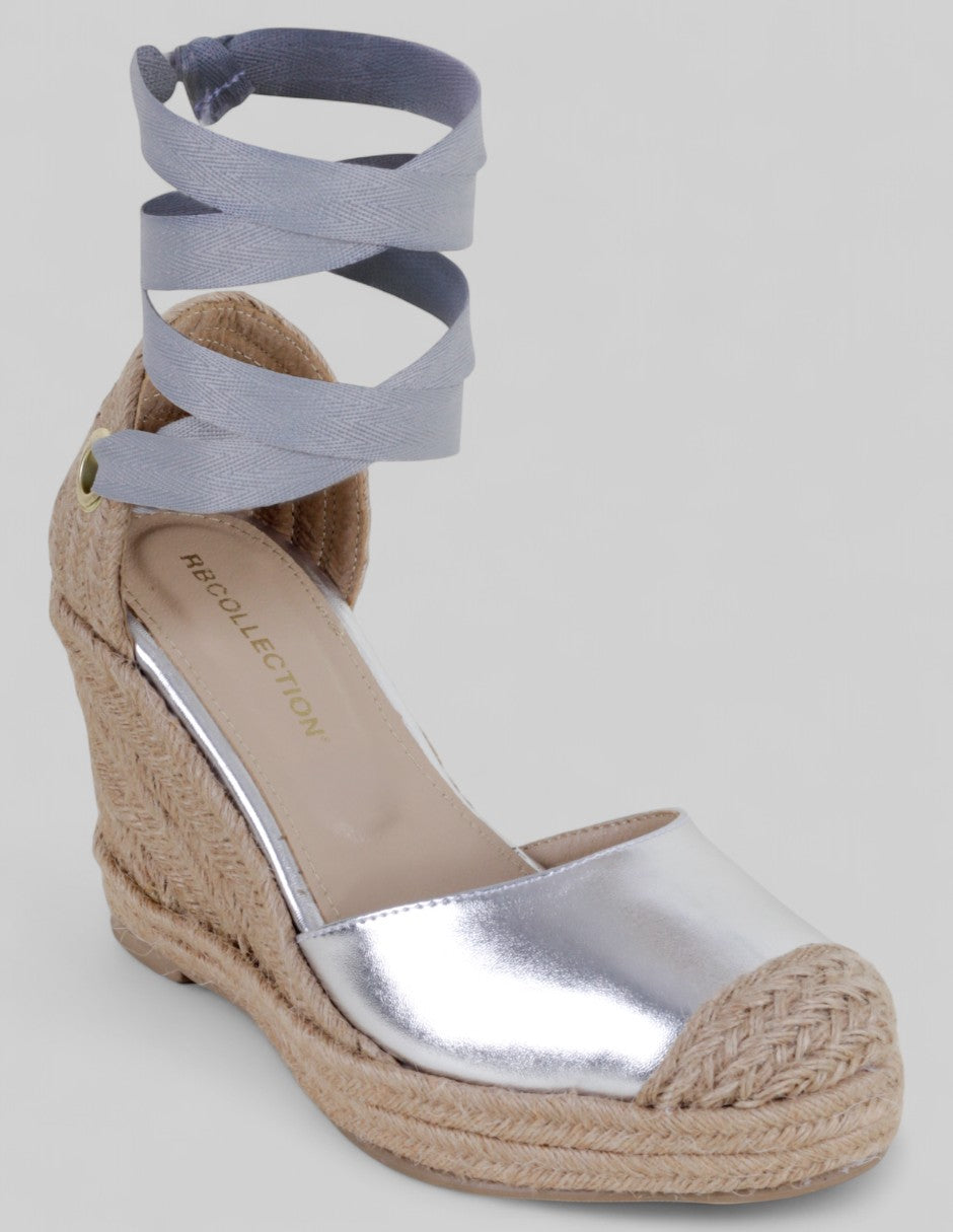 Tacón puente Exterior Sintético Color Plata Para Mujer De RBCOLLECTION