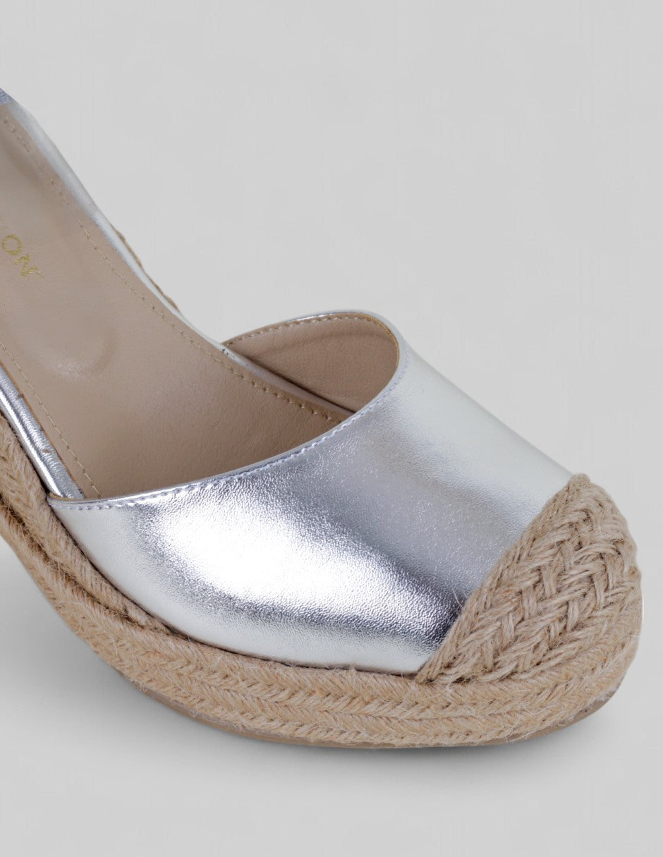 Tacón puente Drop Day en Sintético – Plata