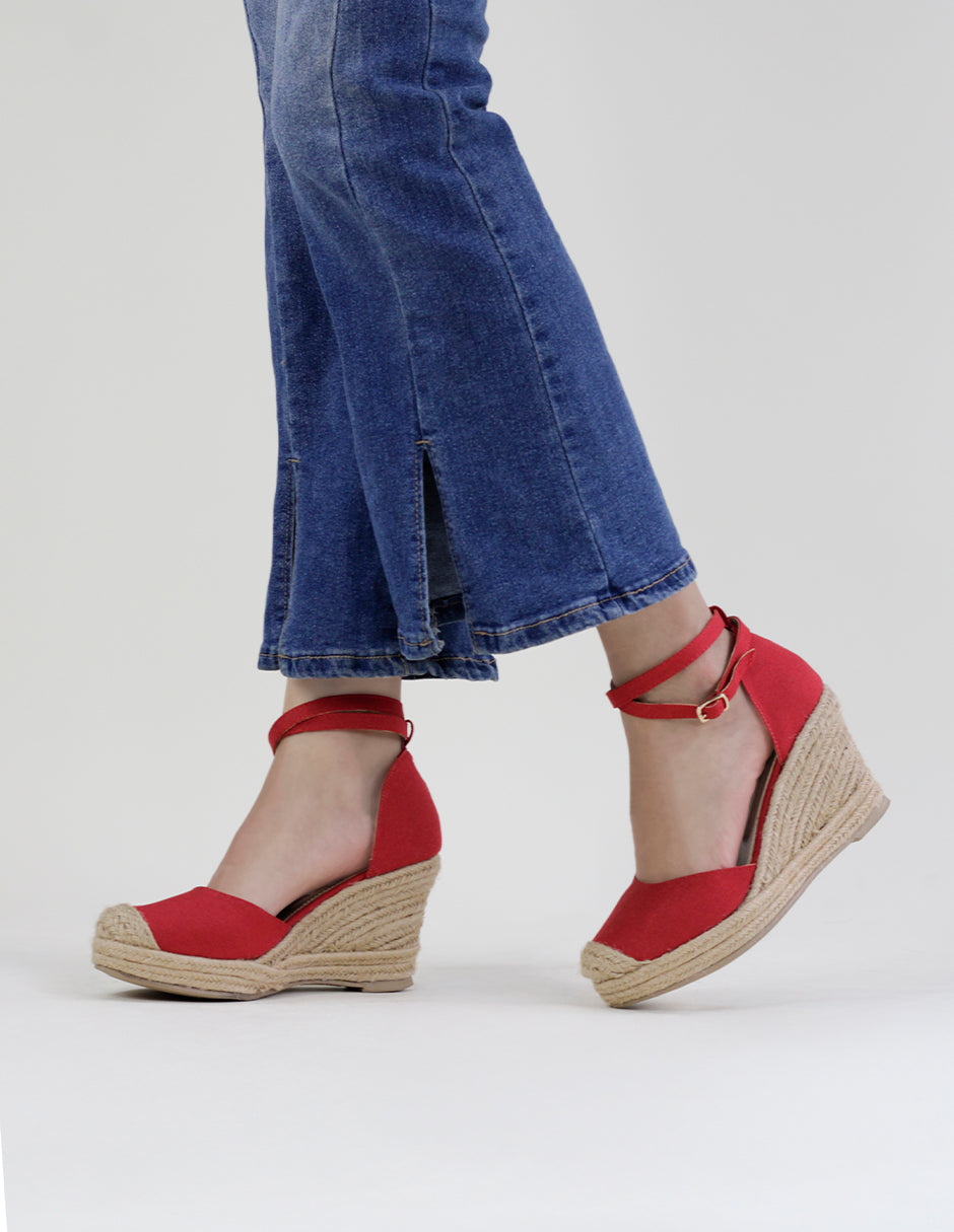 Tacón puente Drop Day en Textil – Rojo