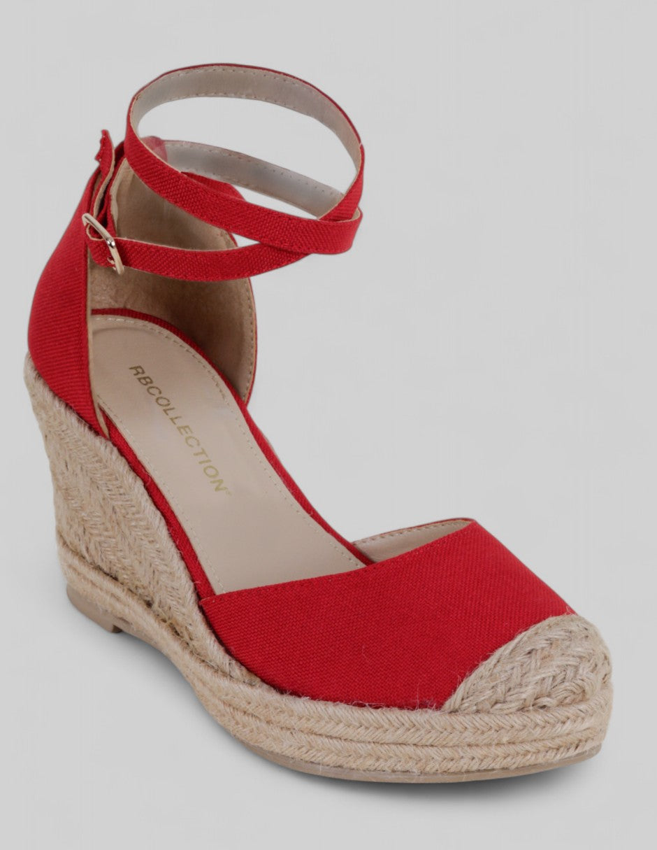 Tacón puente Exterior Textil Color Rojo Para Mujer De RBCOLLECTION