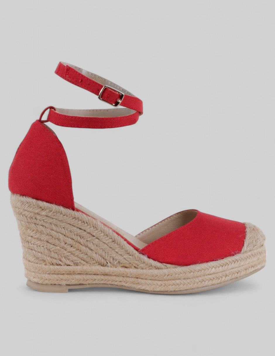 Tacón puente Drop Day en Textil – Rojo