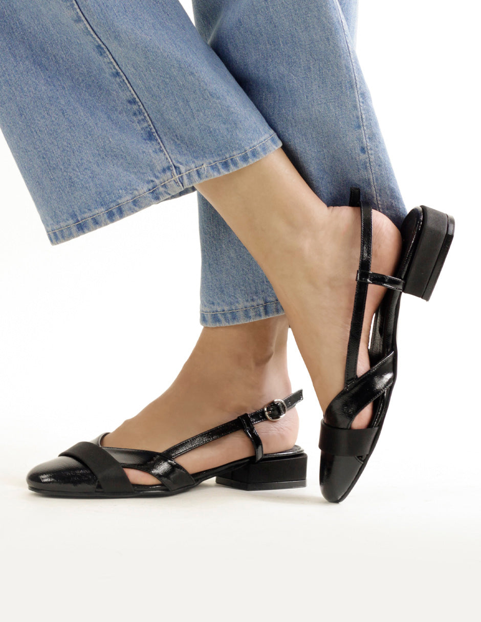 Flats clásicas Drop Day en Piel vegana – Negro