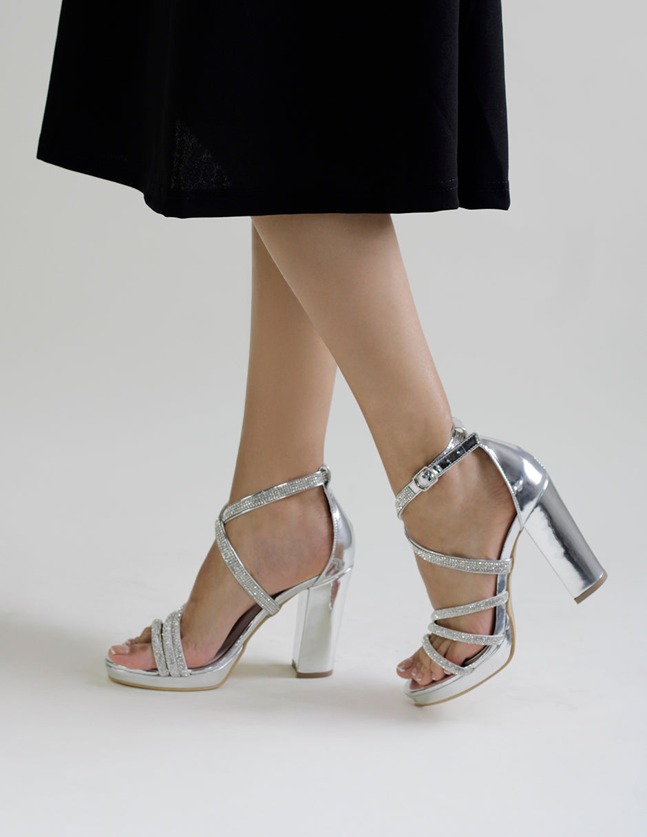 Sandalia con tacón Stelline en Sintético – Plata