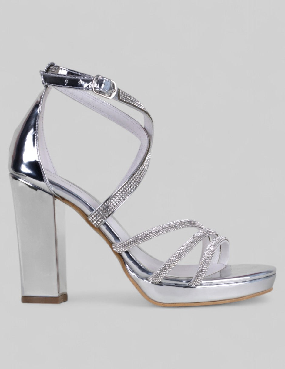 Sandalia con tacón Stelline en Sintético – Plata