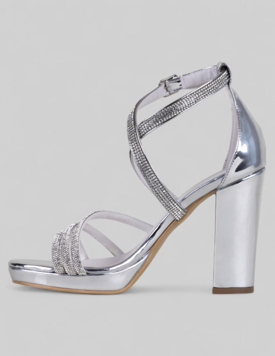 Sandalia con tacón Stelline en Sintético – Plata