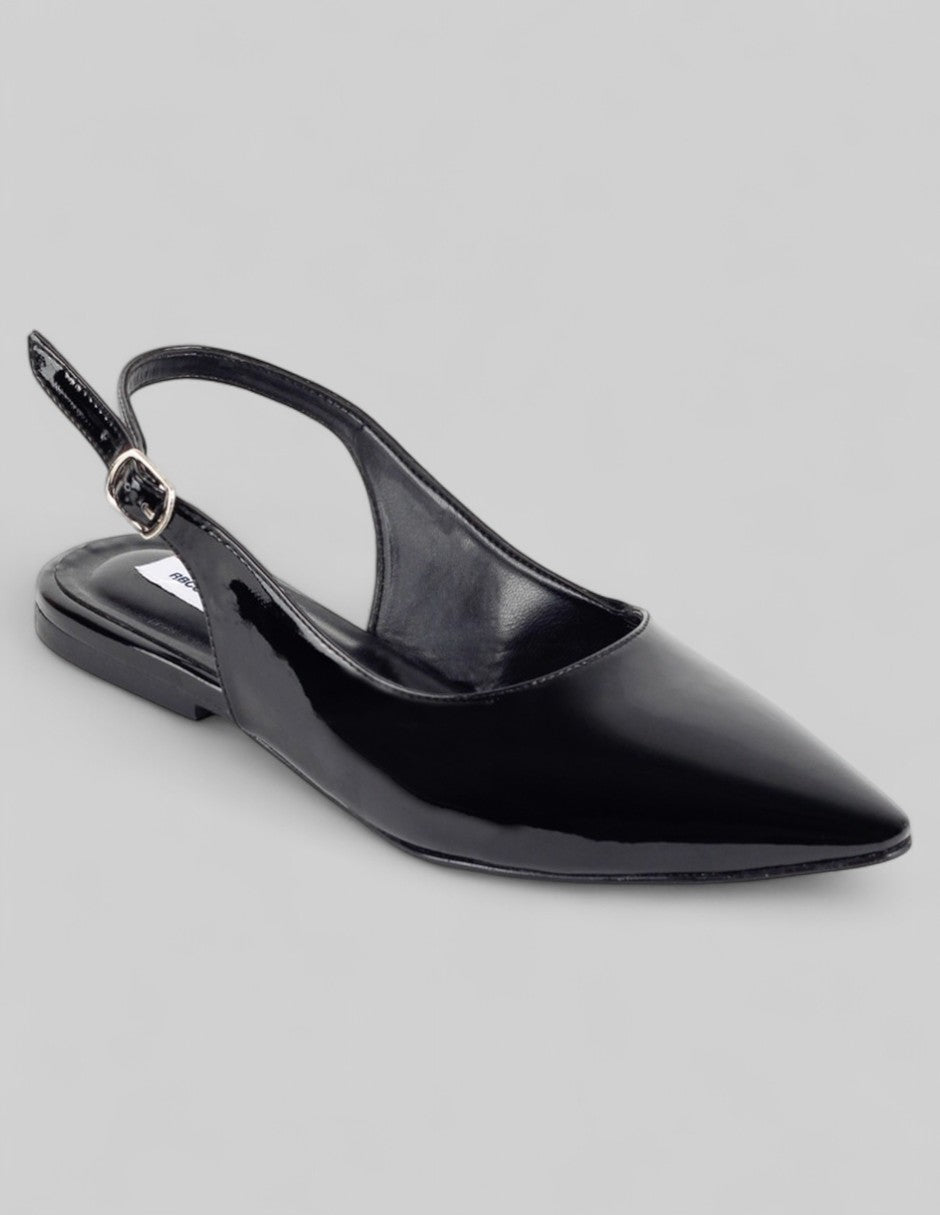Flats puntales Exterior Charol Color Negro Para Mujer De RBCOLLECTION