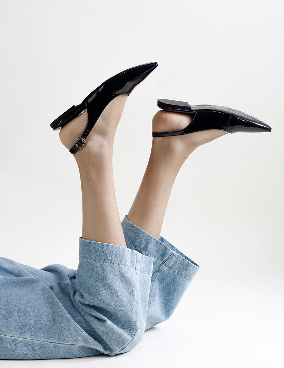 Flats puntales Liane  en Charol – Negro