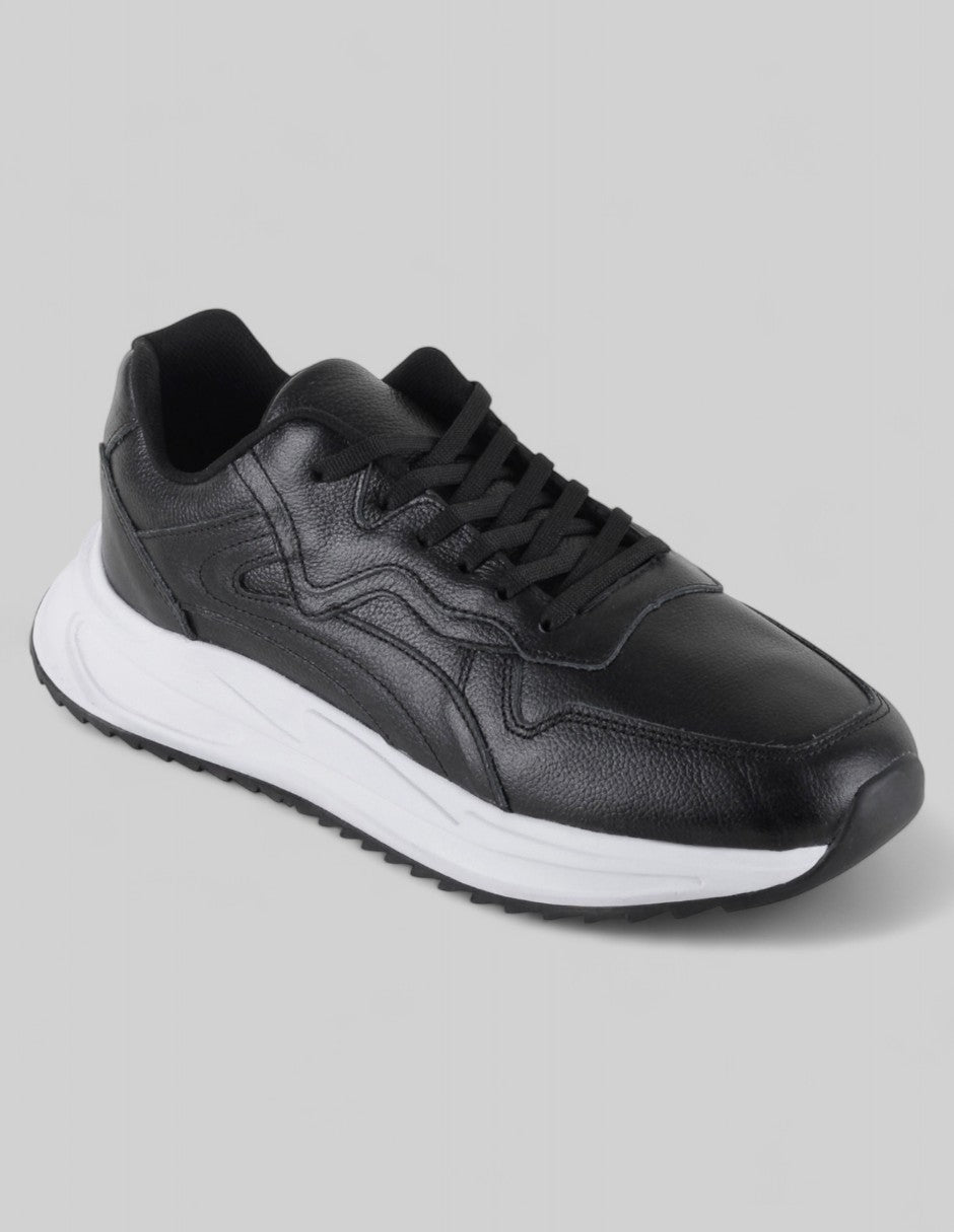 Tenis tipo deportivo Exterior Piel Color Negro Para Hombre De RBCOLLECTION