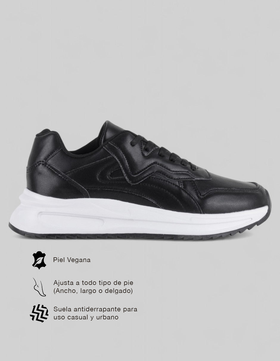 Tenis tipo deportivo  Urban trace en Piel vegana – Negro