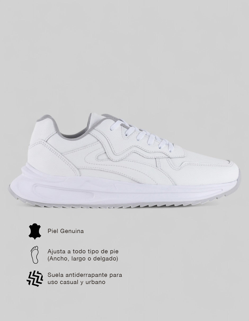 Tenis tipo deportivo   Urban trace en Piel – Blanco