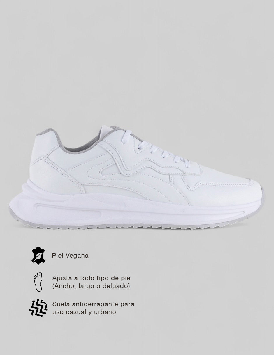 Tenis tipo deportivo  Urban trace en Piel vegana – Blanco