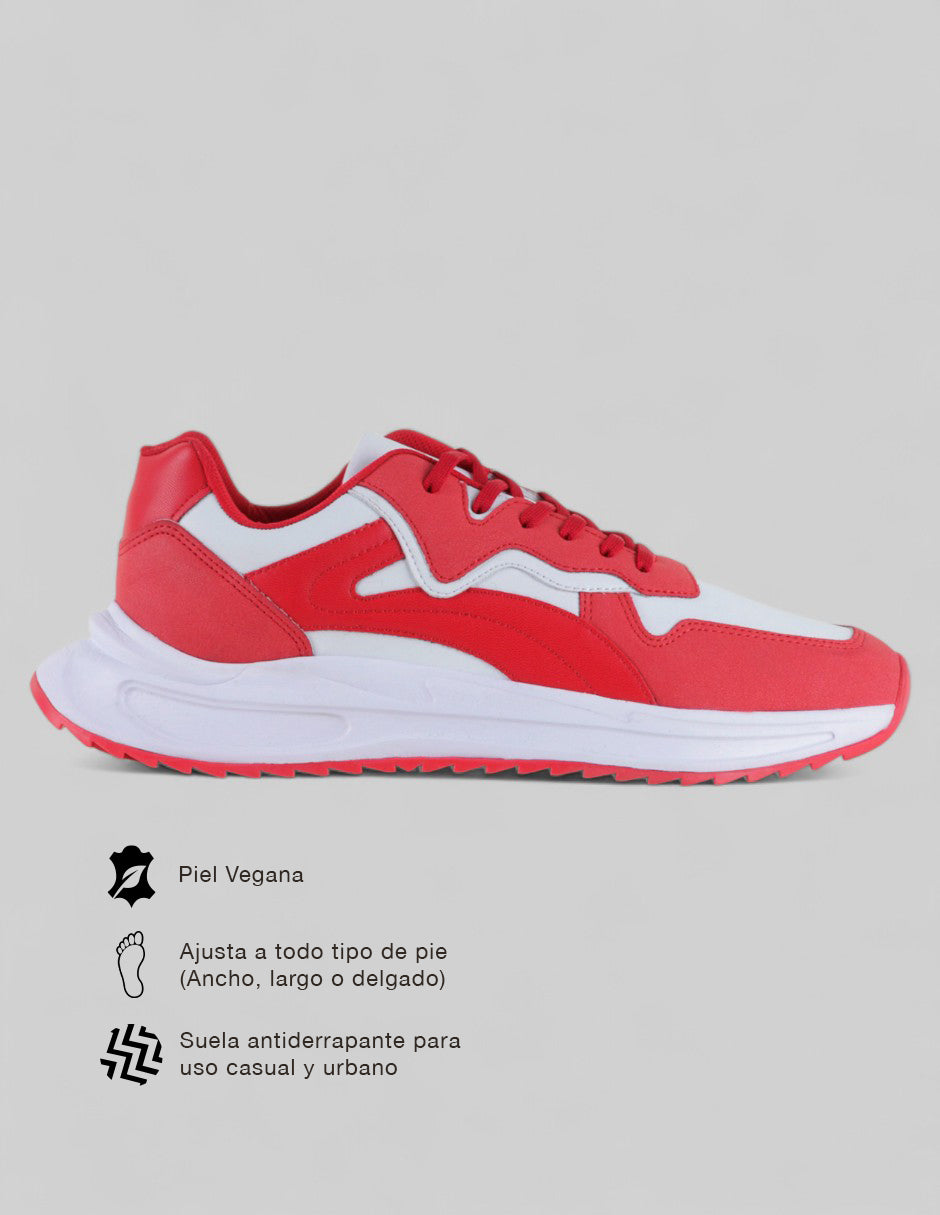 Tenis tipo deportivo  Urban trace en Piel vegana – Rojo