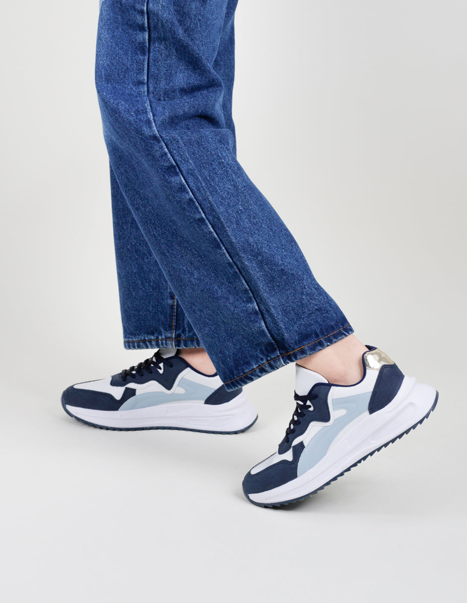 Tenis tipo deportivo  Urban trace en Piel vegana – Azul