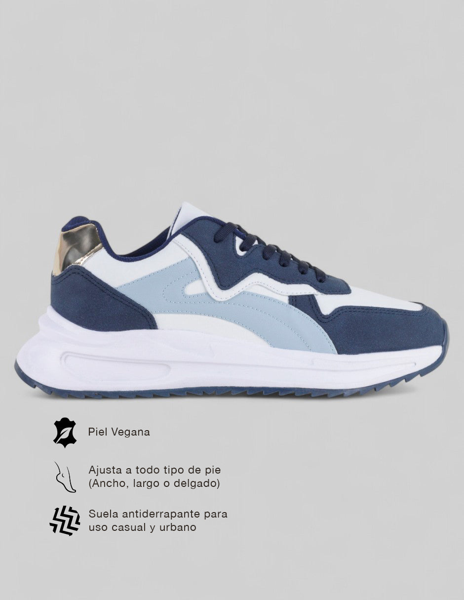 Tenis tipo deportivo  Urban trace en Piel vegana – Azul