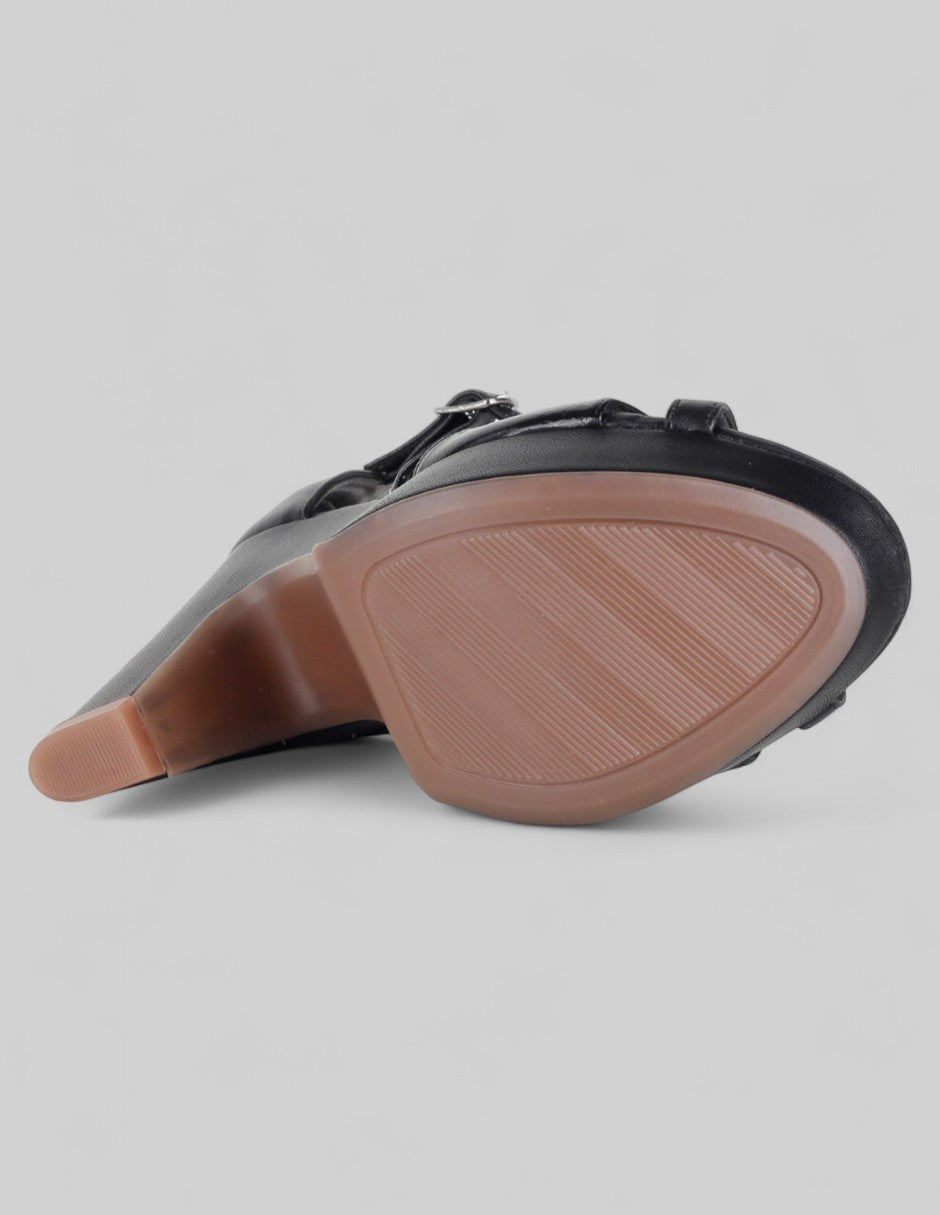 Sandalia con tacón Signature Line en Piel – Negro