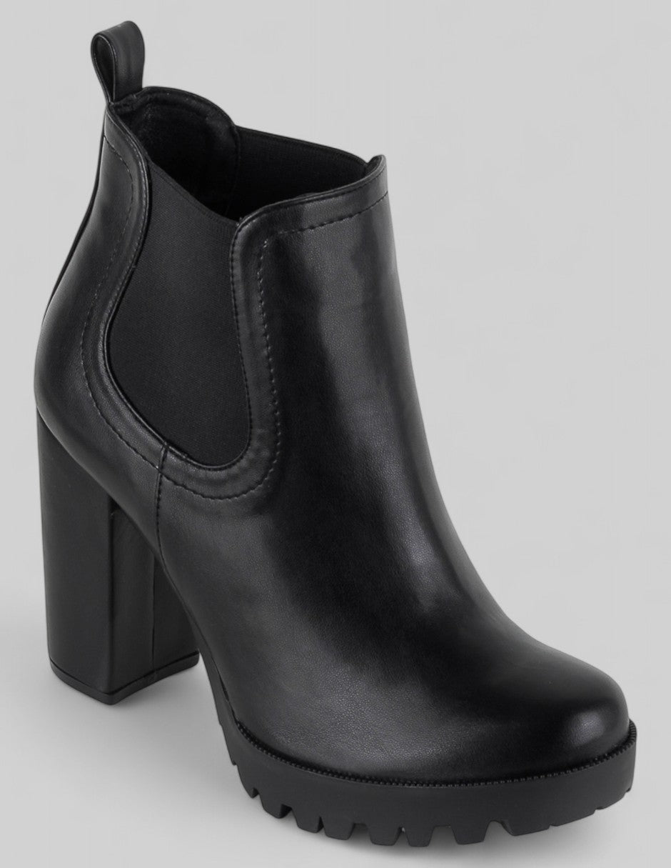 Botín con tacón Exterior Piel vegana Color Negro Para Mujer De RBCOLLECTION