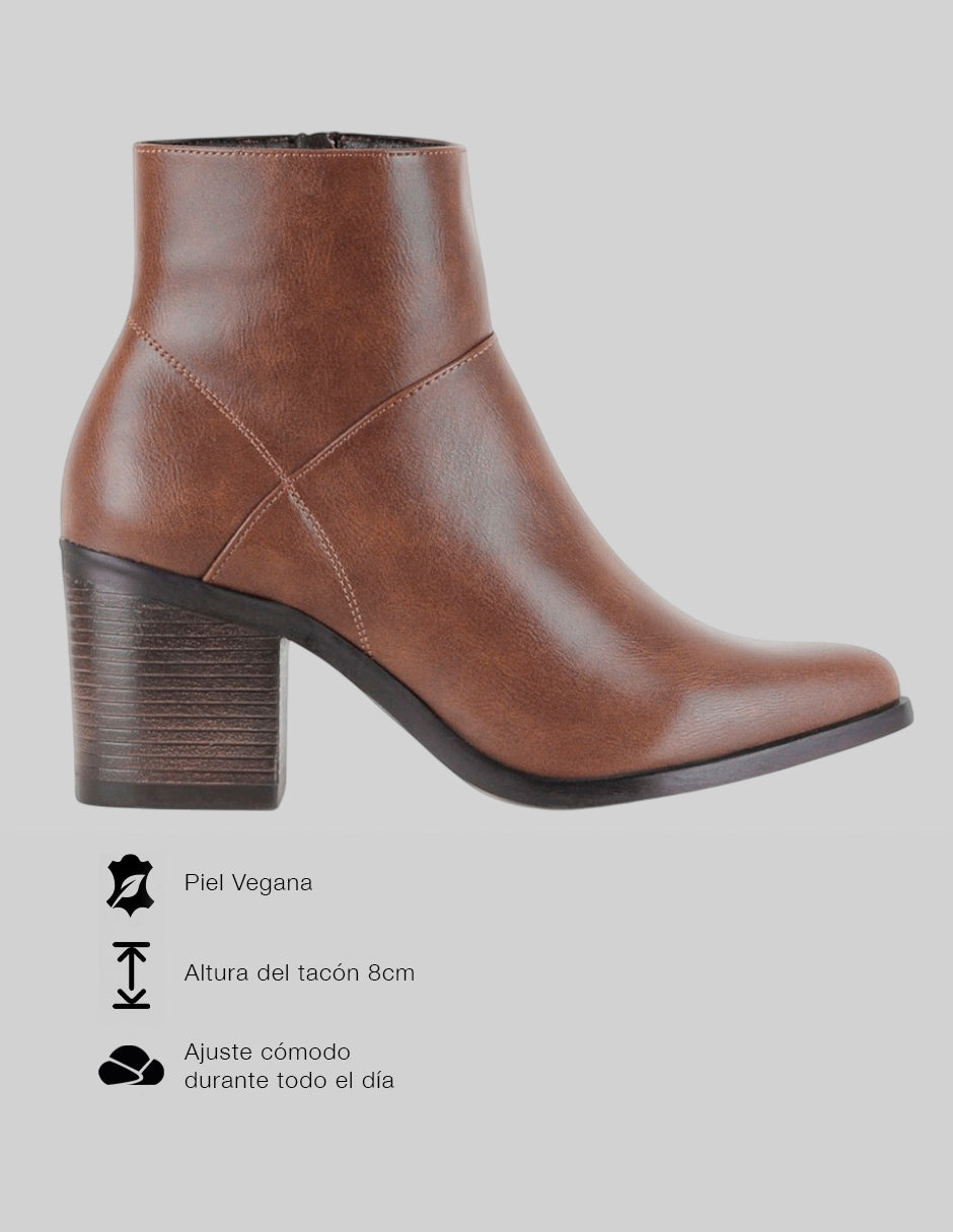Botín con tacón Tender en Piel vegana – Café