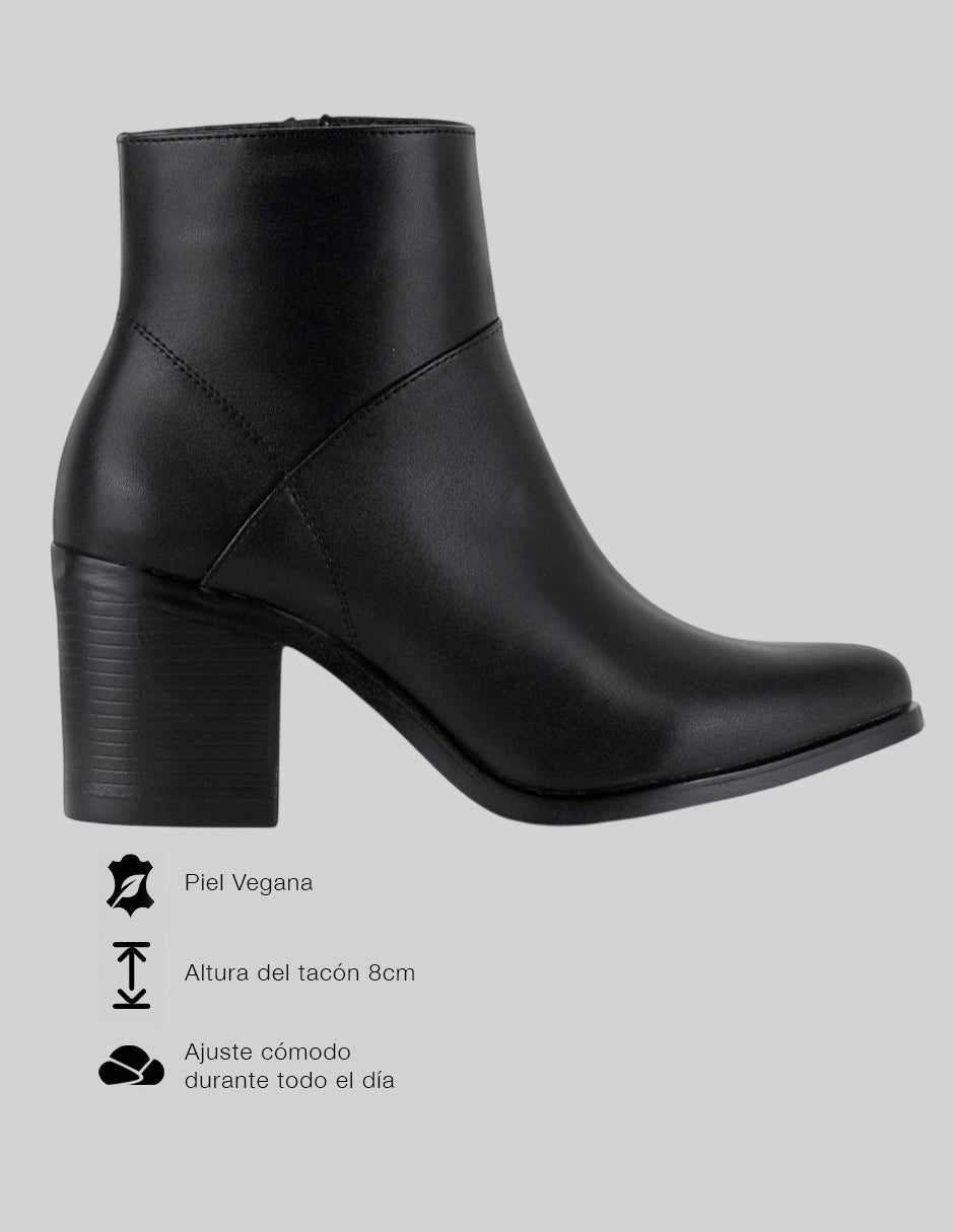 Botín con tacón Tender en Piel vegana – Negro