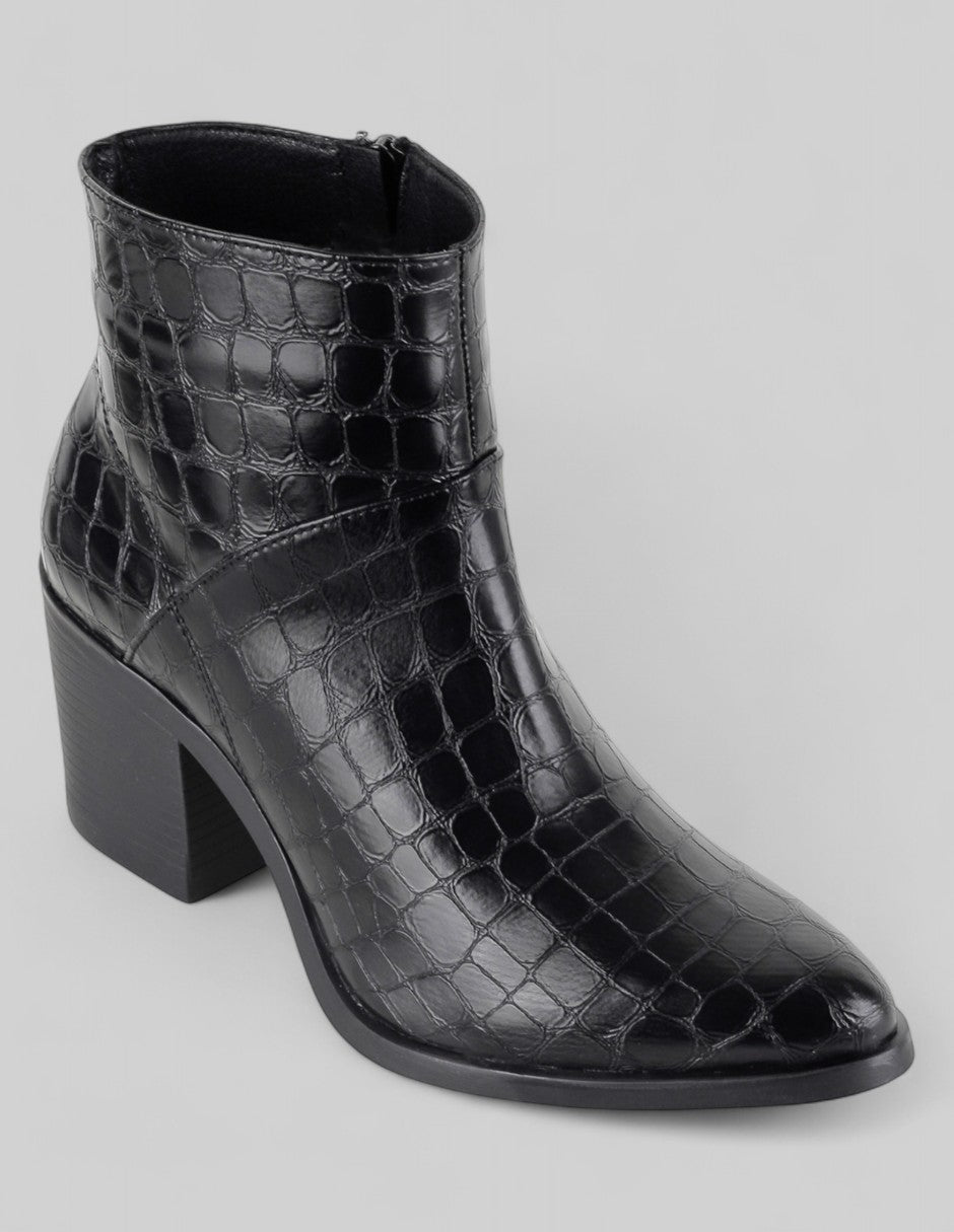 Botín con tacón Exterior Piel vegana Color Negro Para Mujer De RBCOLLECTION