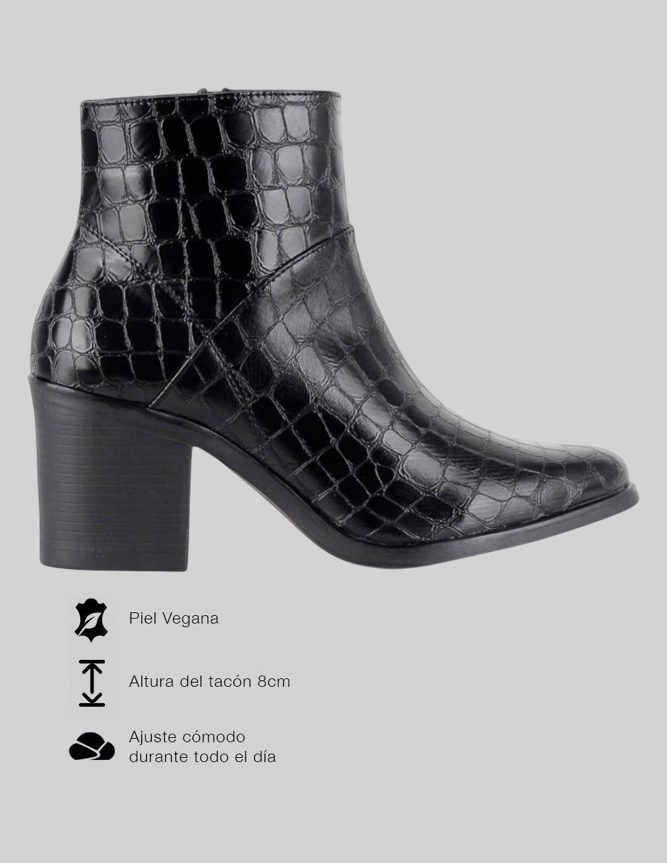 Botín con tacón Tender en Piel vegana – Negro