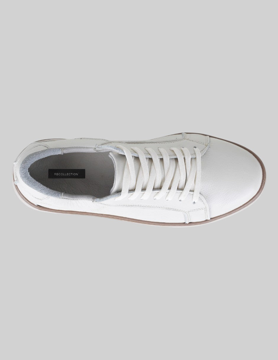 Tenis con cordones Signature Line en Piel – Blanco