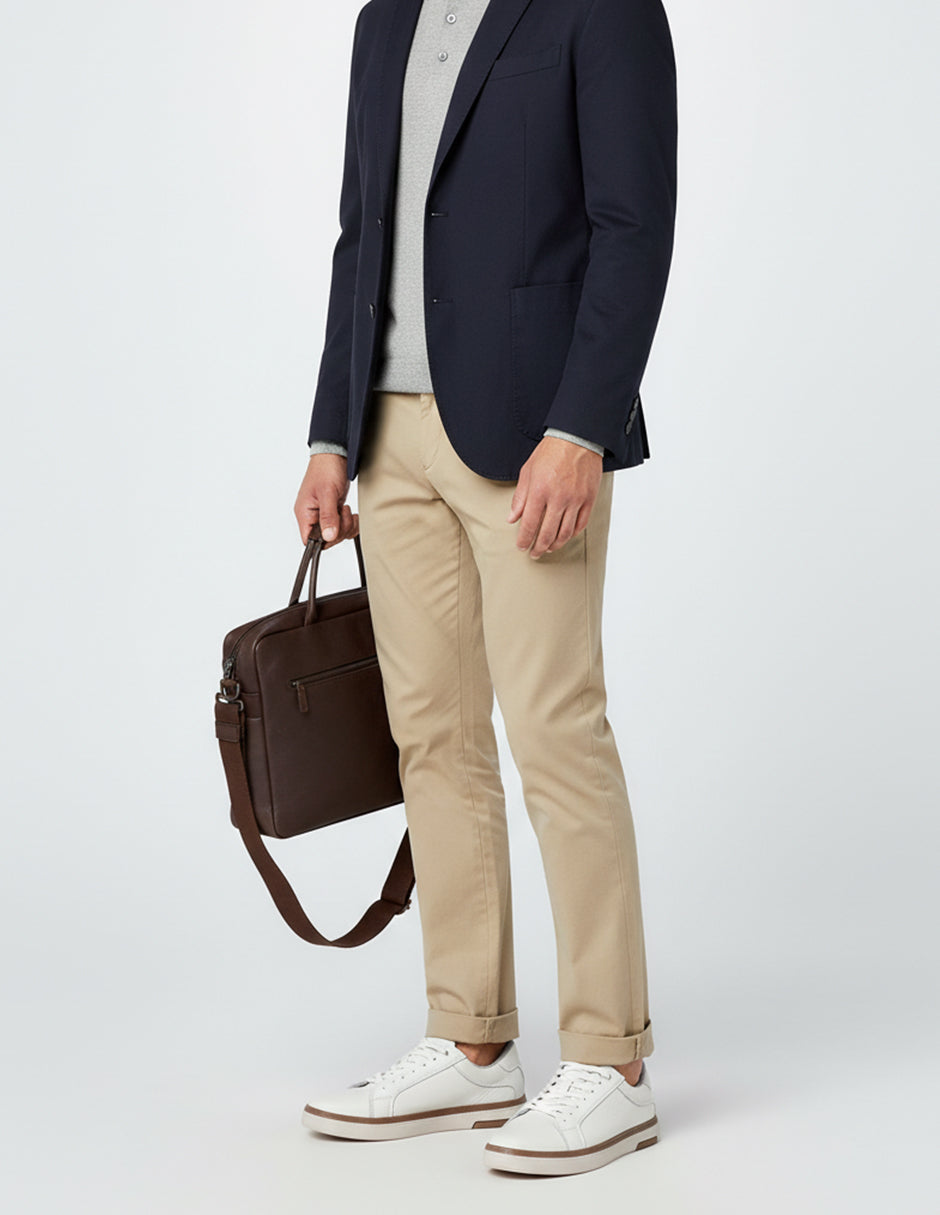 Tenis con cordones Signature Line en Piel – Blanco