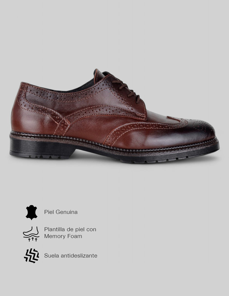 Oxfords Signature Line en Piel – Café