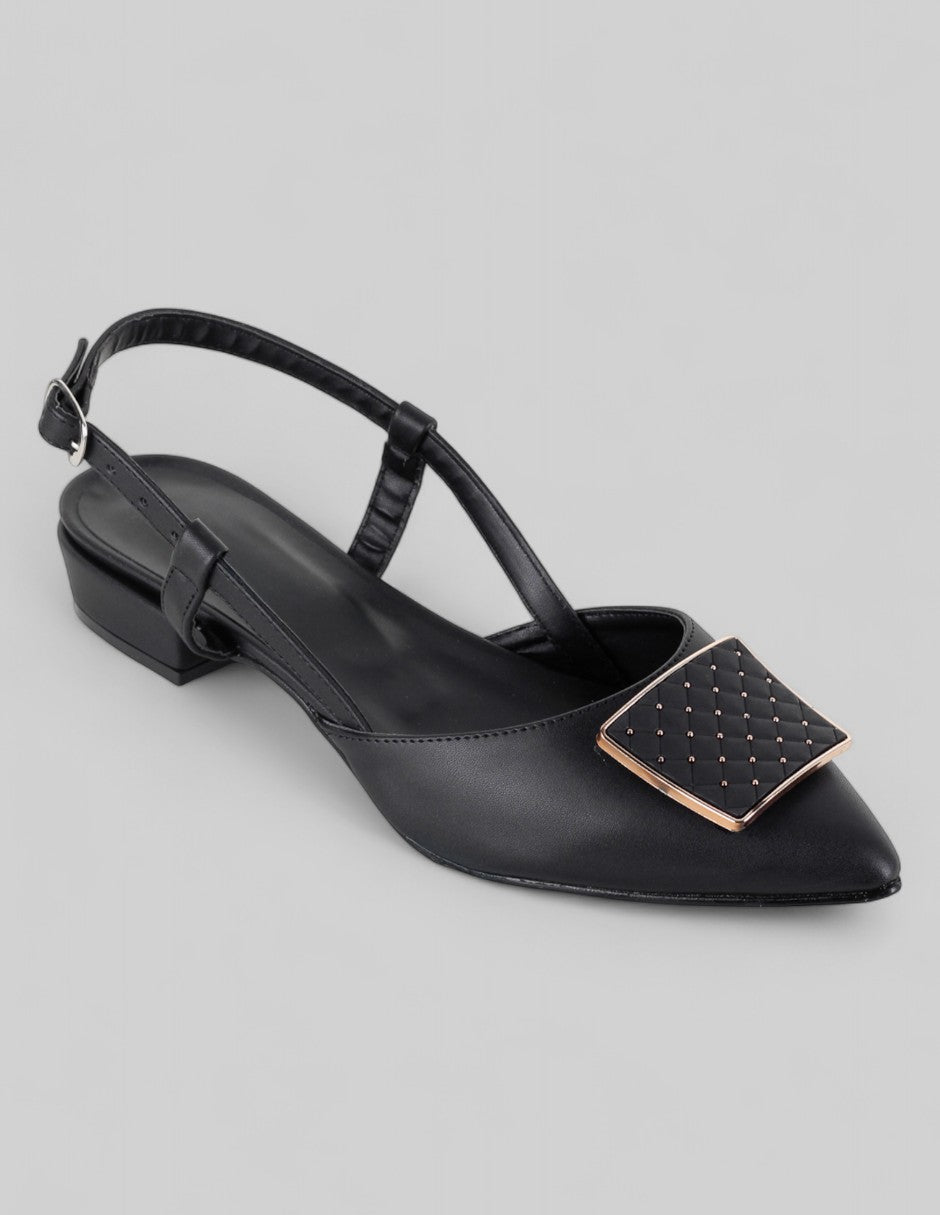 Flats puntales Exterior Piel vegana Color Negro Para Mujer De RBBASICS